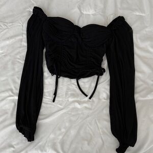 Fashion Nova Black Ruched Crop Top